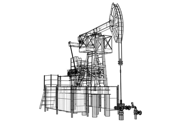 Oil pump jack drawing illustrating how the industrial internet of things helps all the parts communicate