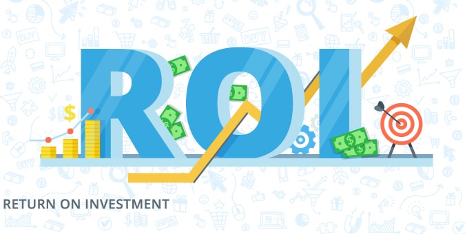 Image with illustration graphic featuring ROI return on investment from magento enterprise edition and chetu