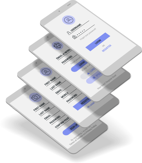 Multiple sign in design layouts for mobile application