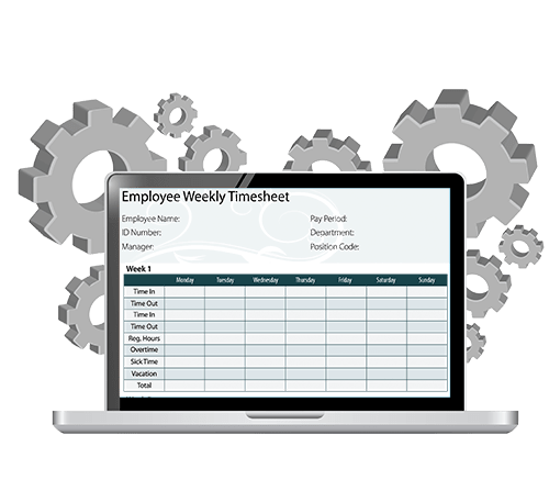 laptop showing Chetu’s time management application via SAP BusinessObjects tool