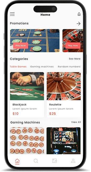 Celular con pantalla mostrando juegos de casino digitales, representa servicios especializados en desarrollo de plataformas de iGaming para apuestas y entretenimiento interactivo en línea.