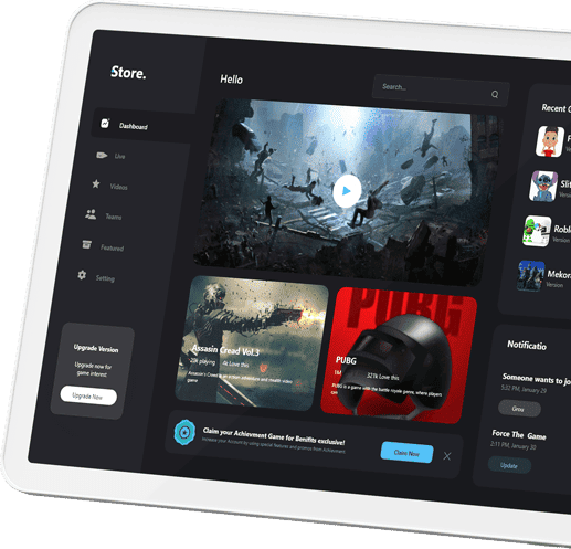 Tienda de videojuegos en tableta