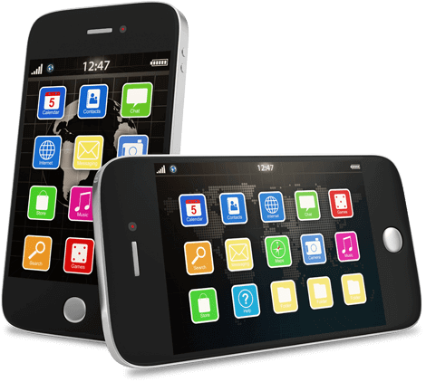 Mobile phones displaying apps on home screen representing reasons to hire an app developer.