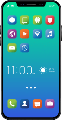 mobile phone displaying home screen with several apps created by Chetu, a mobile app developer for hire.