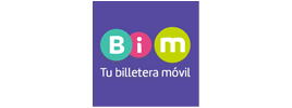 BIM tu billetera movil logo, logo morado con letra B en verde, I en rosa y M en verde claro, se lee tu billetera movil abajo del logo