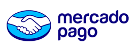 Mercado Pago logo, dos manos dentro de un cuadro azul dandose un apreton de manos