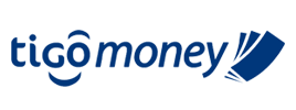 Tigomoney logo, logo basico de tigo con la palabra money al lado y una imagen azul al lado simulando billetes