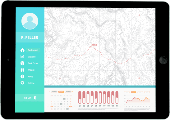 Tablet showing upstream oil and gas software for reservoir monitoring by Chetu developers. 