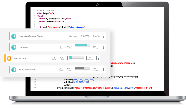 Laptop displaying features of Devops consulting services by Chetu Developers.