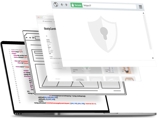 a laptop is displaying wordpress blog management, seo, and security solutions